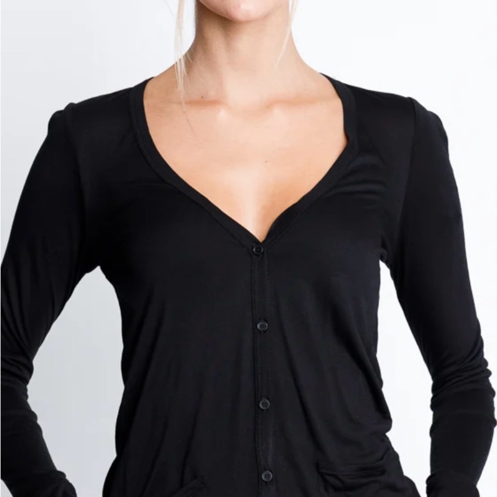 Black V-Neck Button-Up Blouse